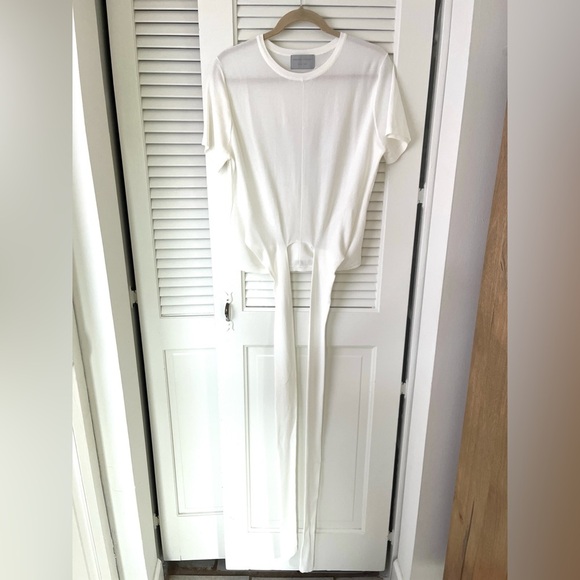 Modern Citizen Jude Cropped Tie-Front Short Sleeve Wrap Top | White/Ivory | XL - Picture 9 of 11